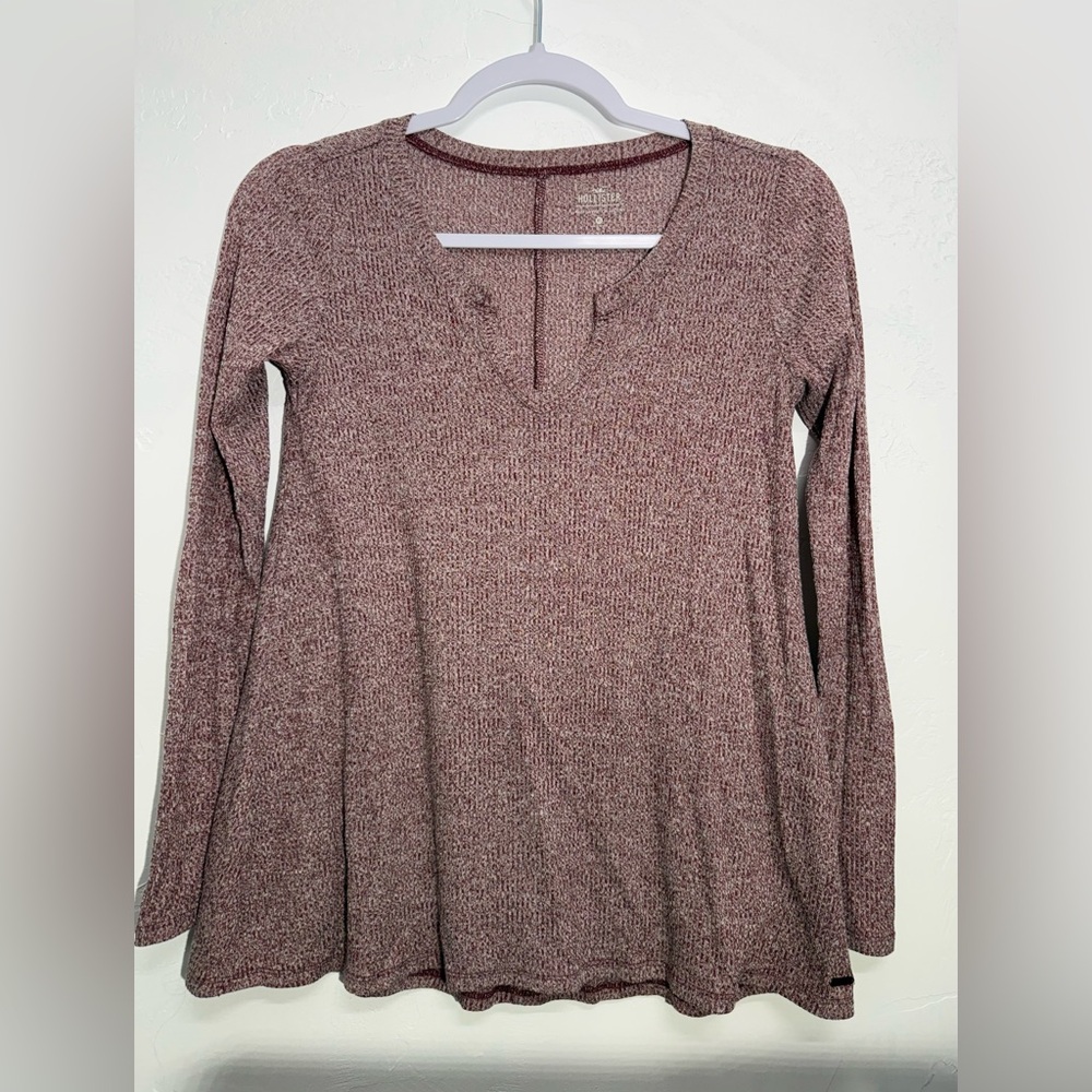Hollister Women's XS Burgundy Long Sleeve Top